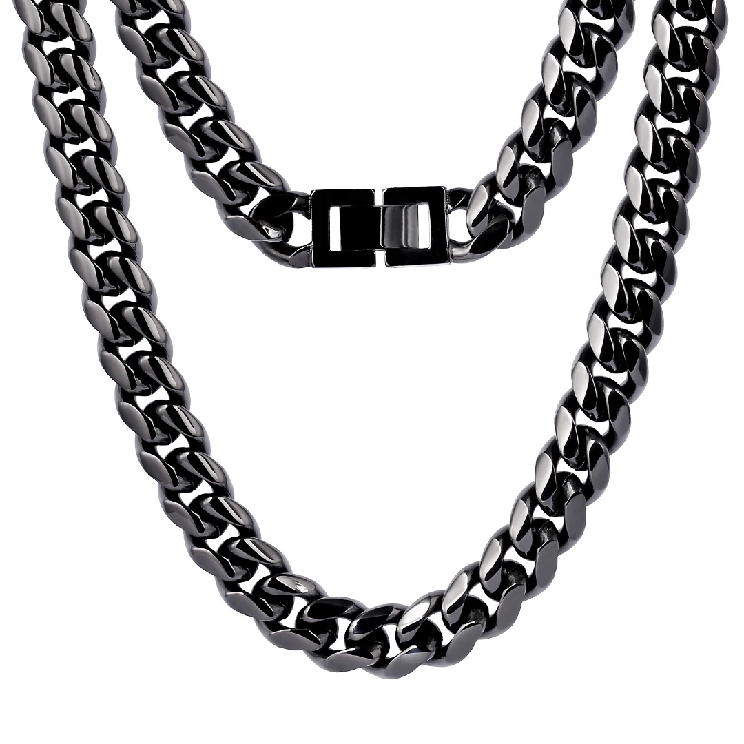 10mm Miami Cuban Chain in Black Gold for Men's Necklace KRKC – krkc&co