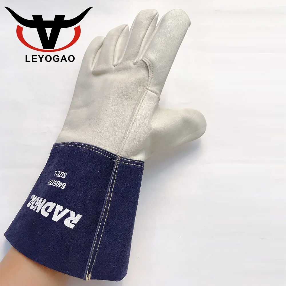 Хорошее качество защита Сварочная работа полностью ладонная спилка кожаные водонепроницаемые перчатки для сварки tig