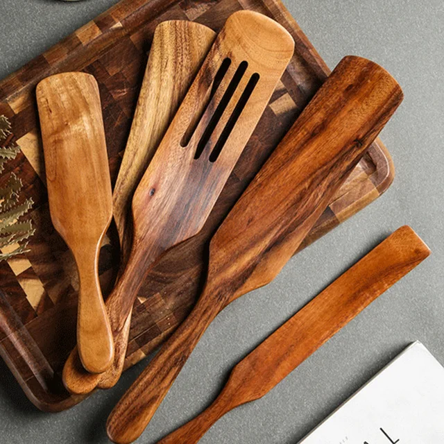 Details about   1-7pcs/set  Teak natural wood tableware spoon colander spoon special nano soup 