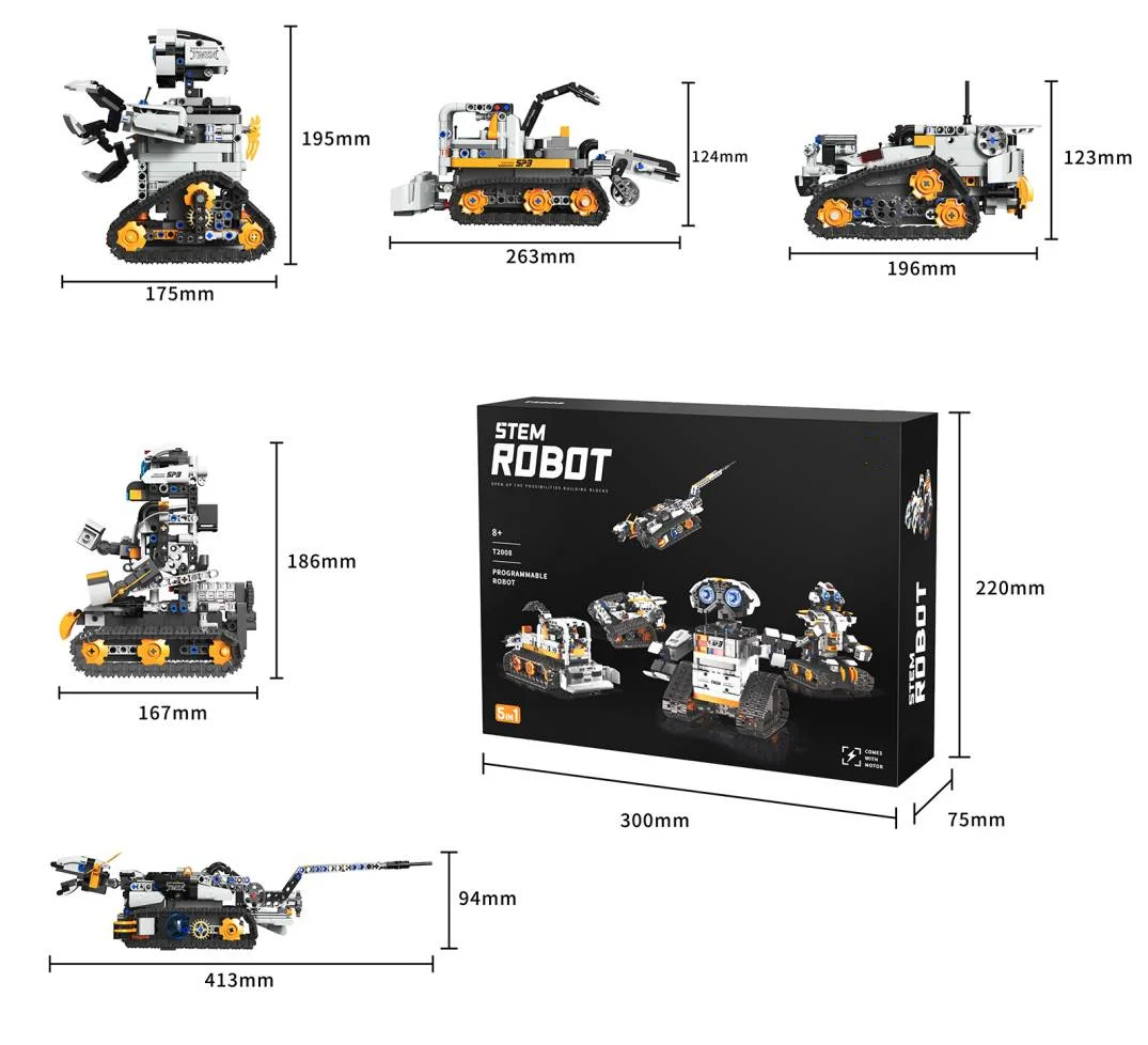 5 in 1 Programmed Robot Toy Building Blocks Remote Control Car Diy Small Particle Model Building Blocks