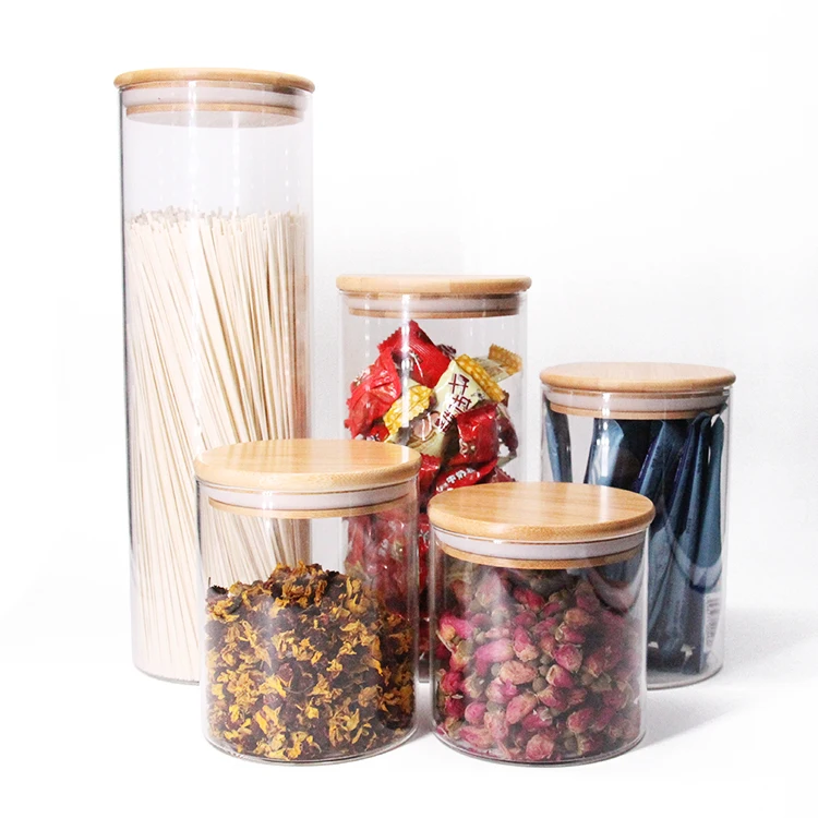 High Quality Borosilicate Spice Glass Jar Food Storage Containers With Bamboo Lids 4oz Airtight Good Jar Food Preservation Safe