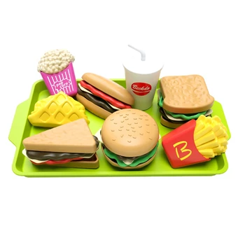 Manufacturer Supplier China Cheap Removable Food Toys Burger Assortment Food Play Set For Kids Food Playing Set Kitchen Toys