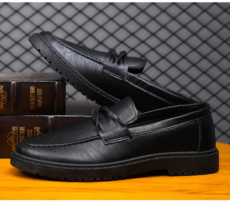 princess polly baby blue dress Men Dress Shoes Black PU Leather Loafers Tassel Casual Slip on Loafer Shoes