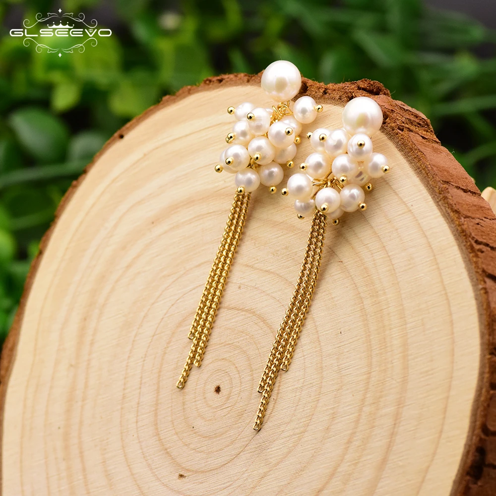 Natural Fresh Water Grape String of Pearls Bohemian Tassel Drop Earrings for Women Dangle Earring Luxury Jewelry