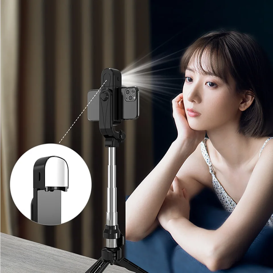 xt05 mini handheld desk stand mini selfie stick with led selfie