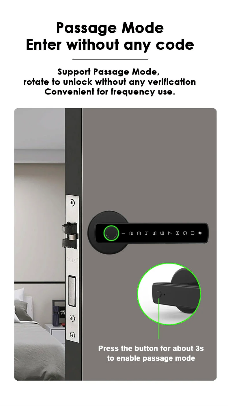 Glomarket Tuya Ble Smart Lock Security Electronic Keyless Smart Door Handle Lock Indoor Room Lock