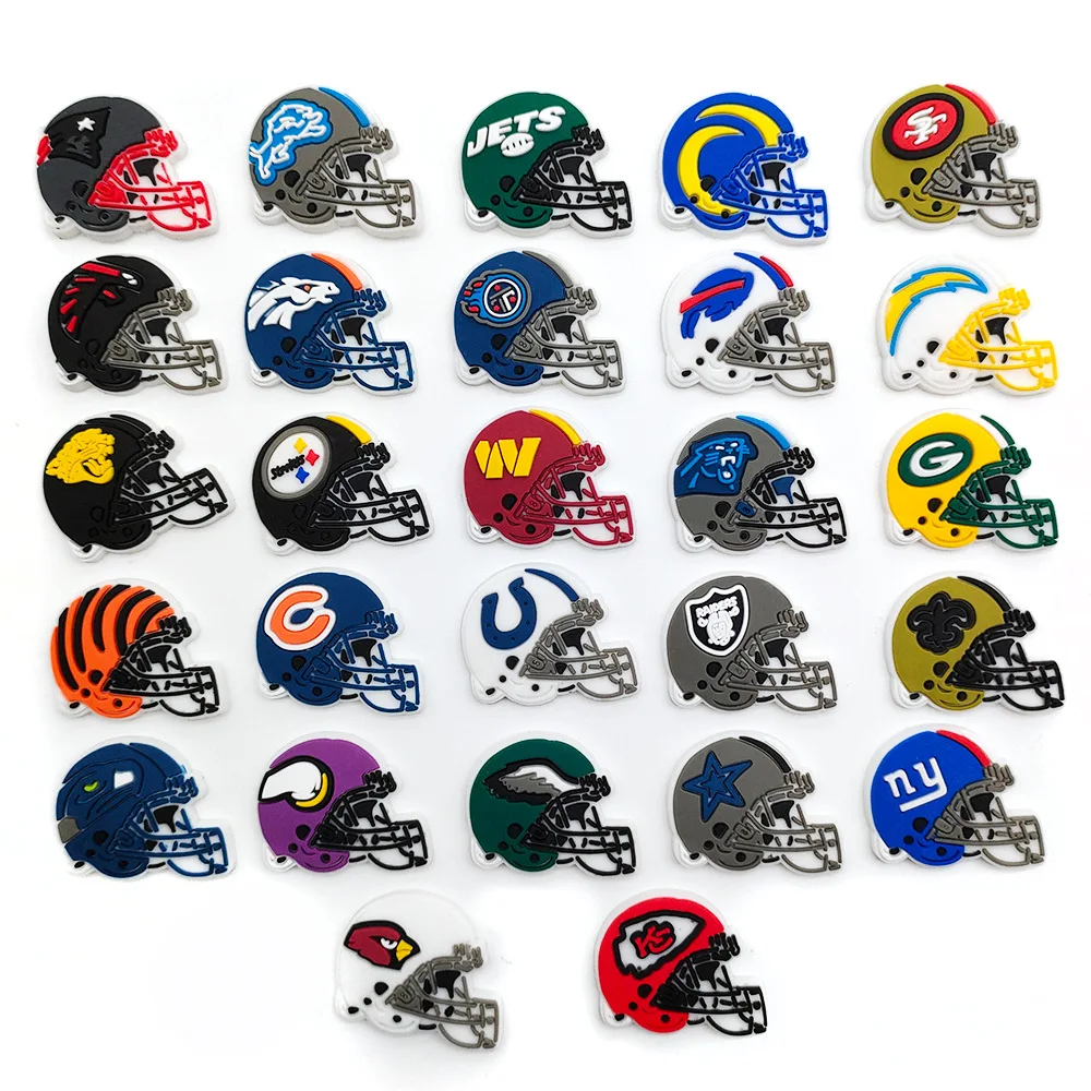 Rugby Teams Helmets Shoe Charms for Wholesale Soft PVC Football Teams  Helmets Shoe Charms for Men Boys
