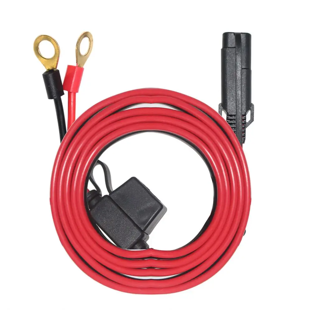 Cavo SAE Universale Con Doppio Fusibile 10A, Lunghezza 1,4 Metri. Perfetto Per Pannelli Solari, Batterie Auto E Moto. Terminali A O. - 2