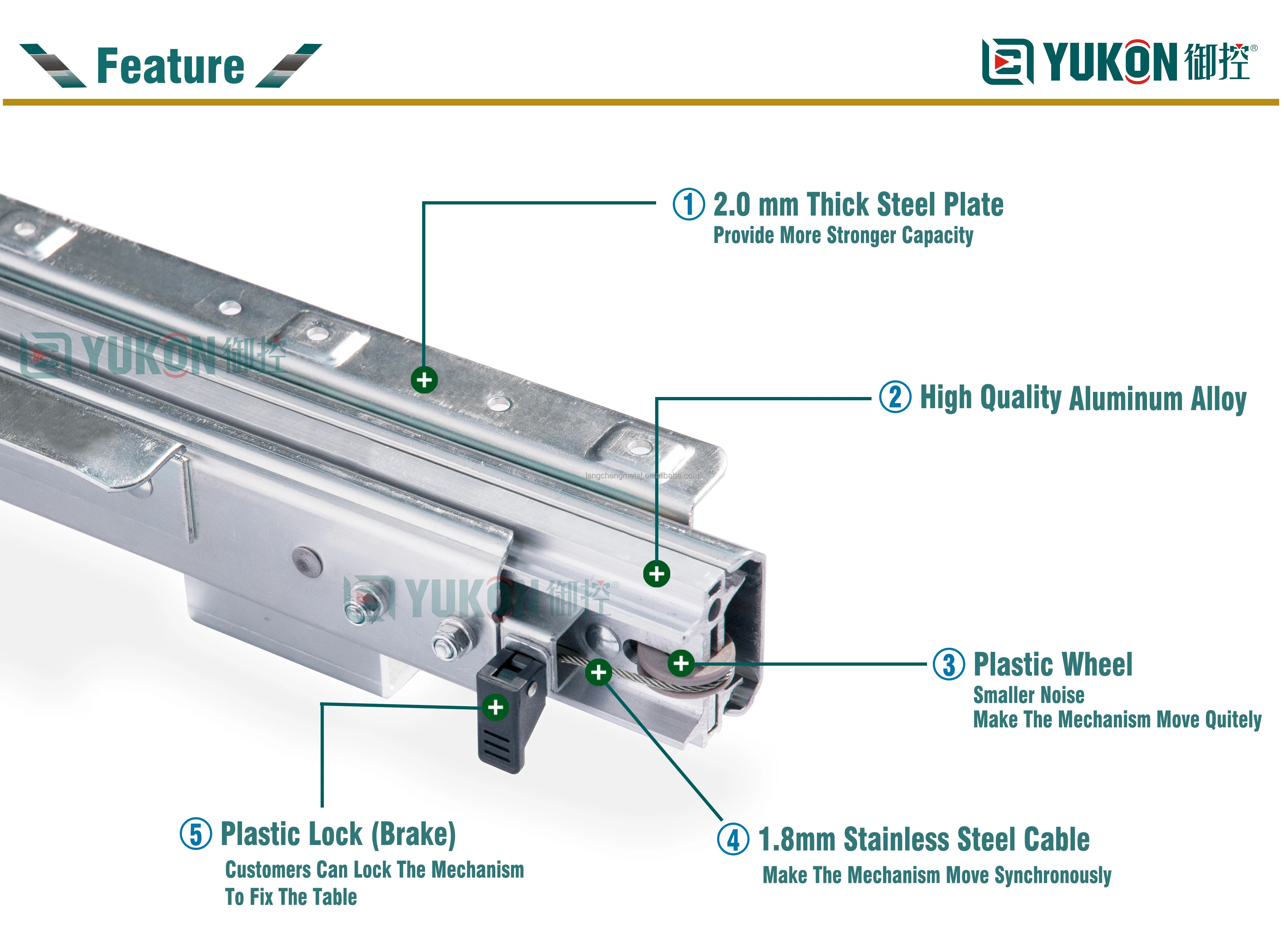 Heavy Duty Steel Aluminum Telescopic Extender Dining Extending Table
