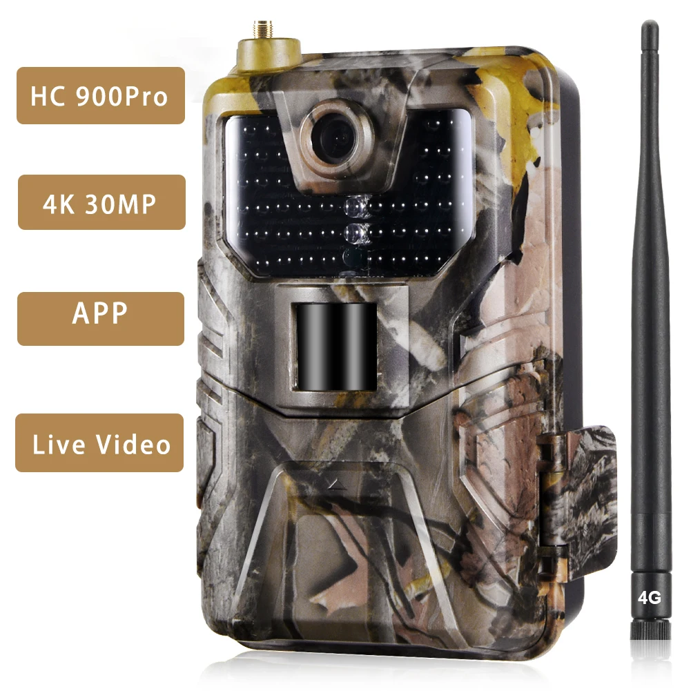 HC-900Pro 4Gトレイルカメラ 30MP 4K動画 New HC-900 Pro 4K Wildlife Trail Camera - 30MP, IP66 Waterproof
