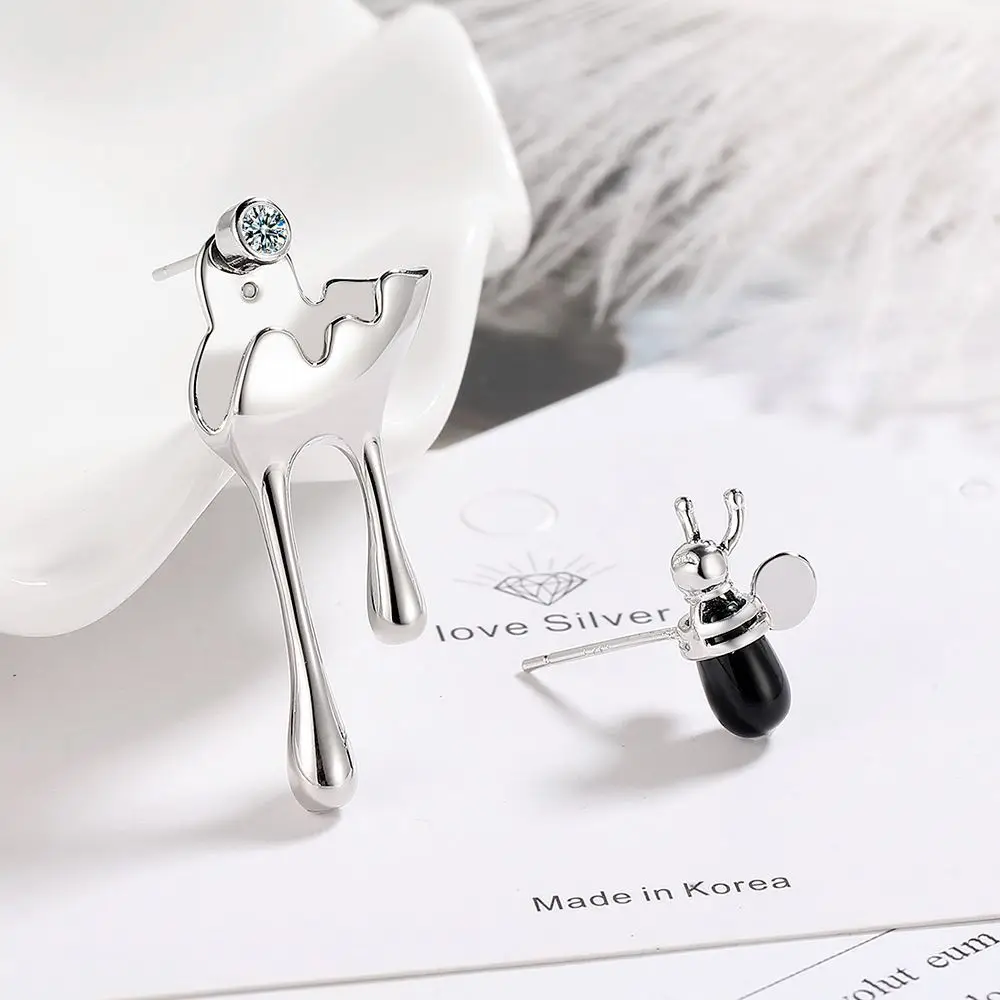 Orecchini A Calabrone In Argento 925 - Piccoli Orecchini A Perno Con Farfalla, Gioiello Originale Per Donne E Ragazze - 2