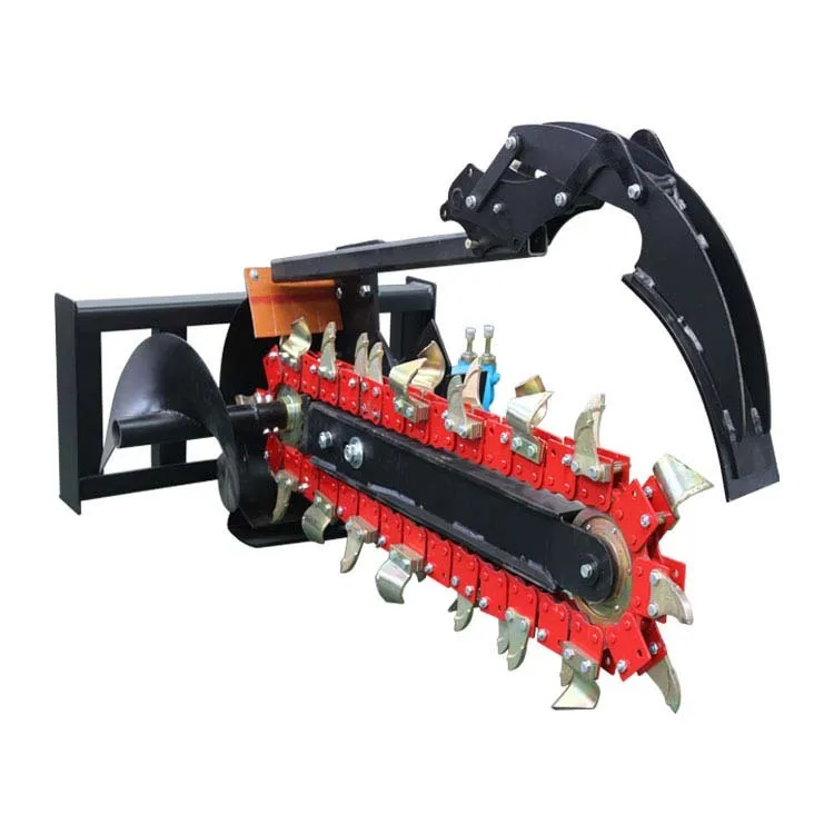 New Design Skid Loader Backhoe Loader Tractor Attachments Trencher Used For Ditching Farm Land