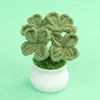 Dark green-Four-leaf clover potted plant (white pot)