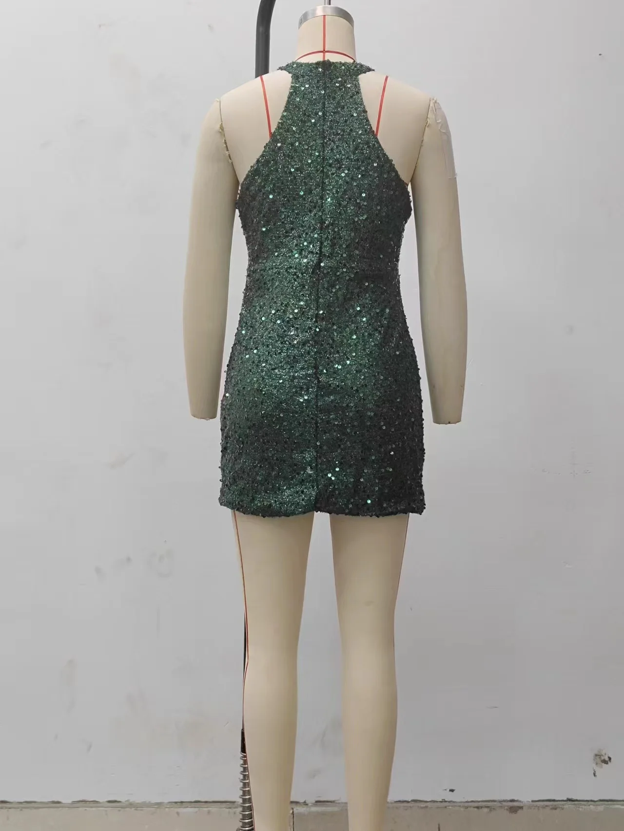 green emerald velvet dress Radiant Green Sparkle Mini Dress main image 1