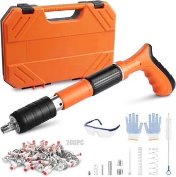 Manual Mini Steel Nail Gun 5 Gears Power Adjustable Wall Nail Guns for Ceiling,Manual Steel Nails Gun Tool, Concrete Nail Gun