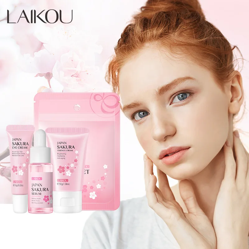 LAIKOU 3点スキンケアセット 保湿 栄養 ブライトニング サクラ