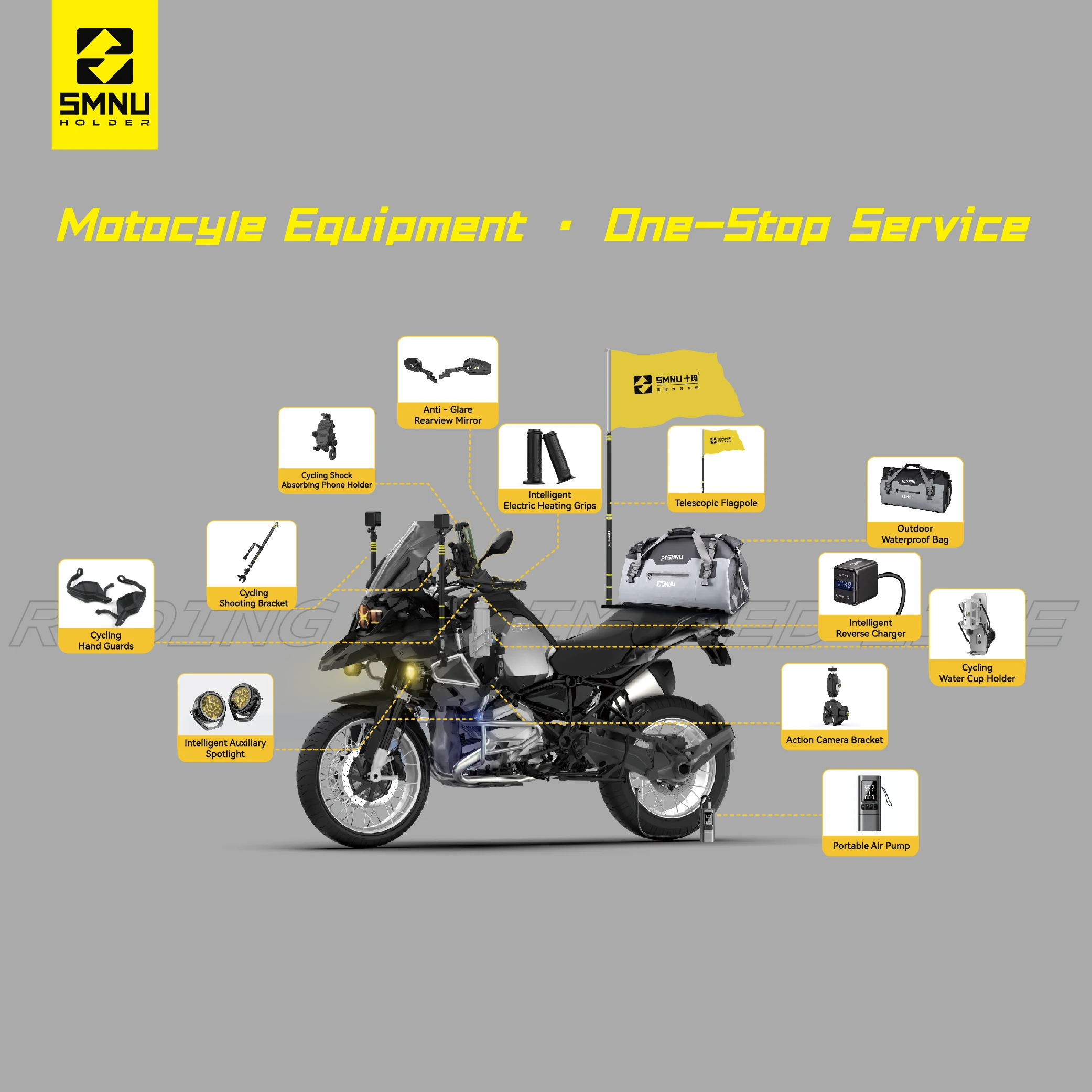 SMNU Professional Non-Slip Action Sports Motorcycle Camera Holder 360 Degree Rotation Flexible Accessories