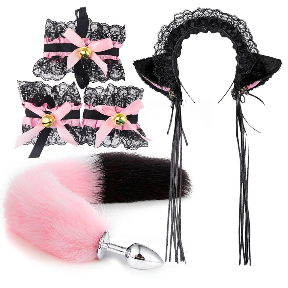 neko anal plug Adult Anal Plug Sex Toy Stimulator With Fox Tail & Cat Ears Headbands For  Couples Cosplay Halloween Party