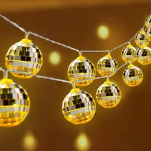 LED Disco Ball Mirror Party String Light Christmas Lanterns for Wedding New Year Christmas Disco Party Decor