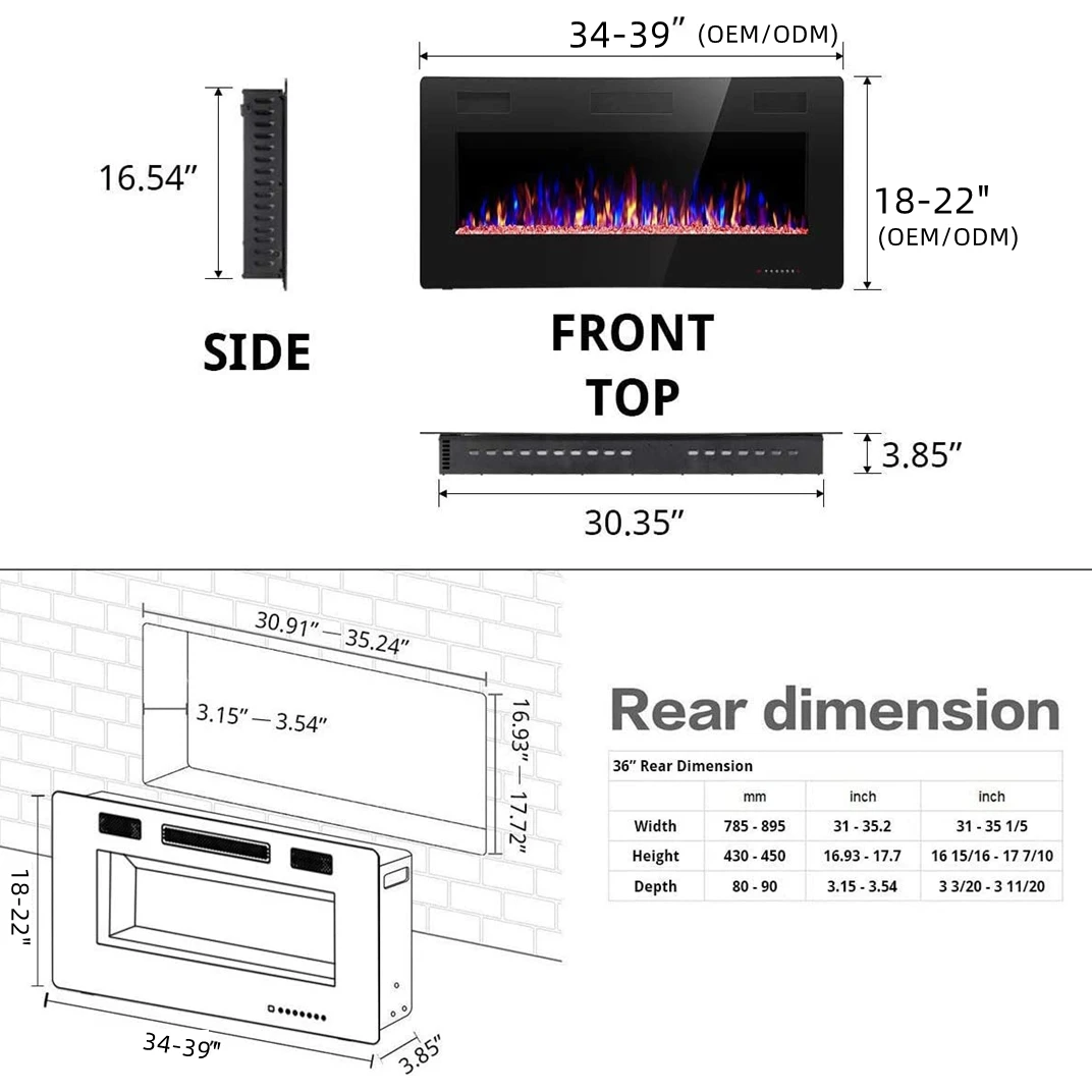 Electric Fireplace, 3d, Wall - detail 8