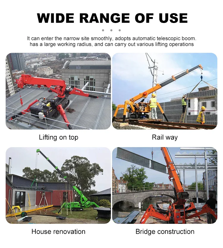 new energy spider crane crawler crane with hydraulic telescopic outriggers small crane offer Narrow work 3 5 8 ton