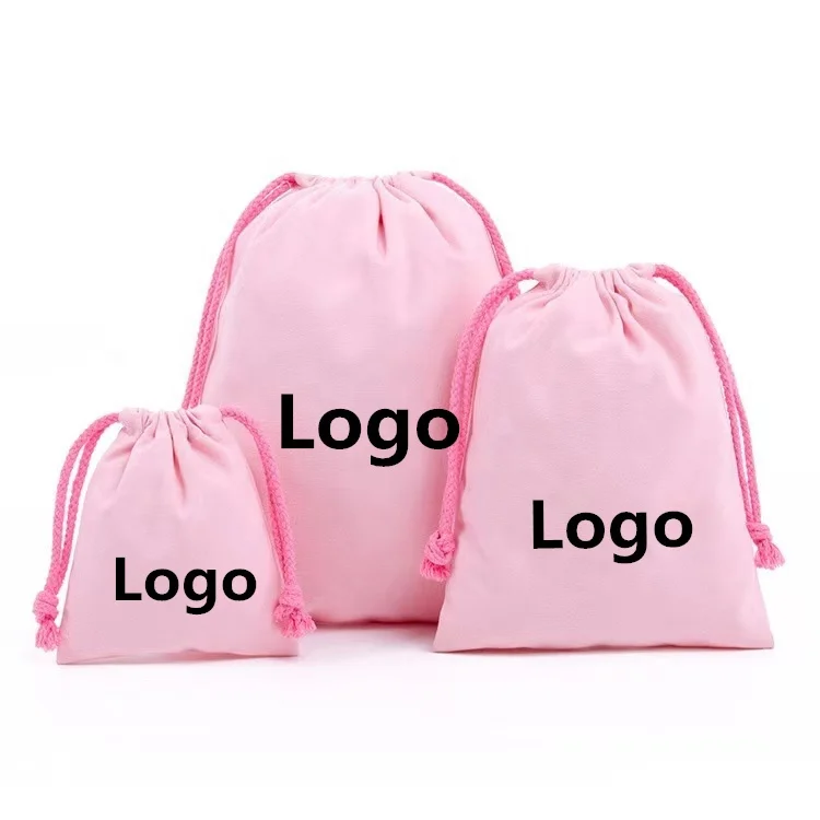 Eco Friendly Custom Logo Printed and Size Gift Cloth Colorful Canvas Jewellery Pouch Cotton Drawstring Bag