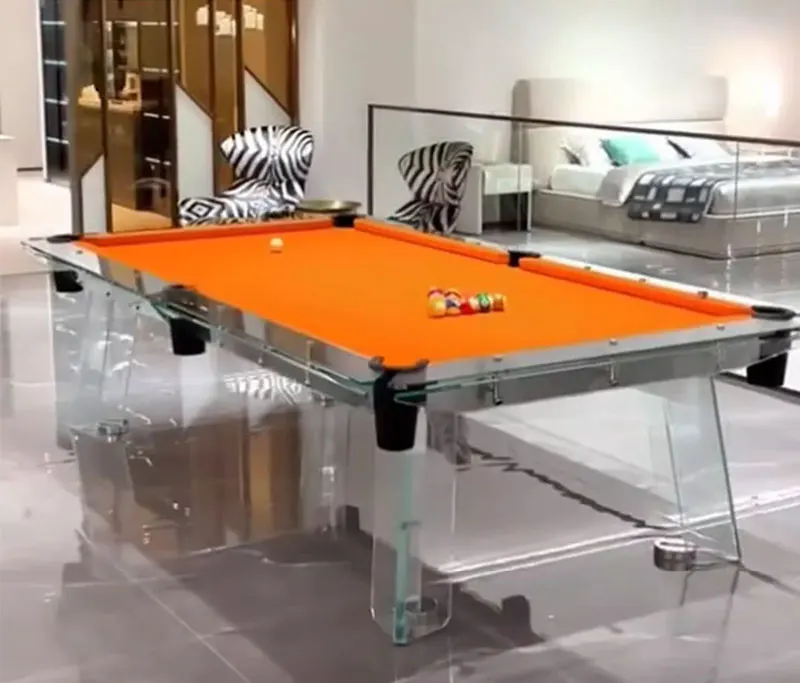 Высококачественный индивидуальный роскошный и модный бильярдный стол из хрустального стекла подходит для домашнего офиса частных клубов