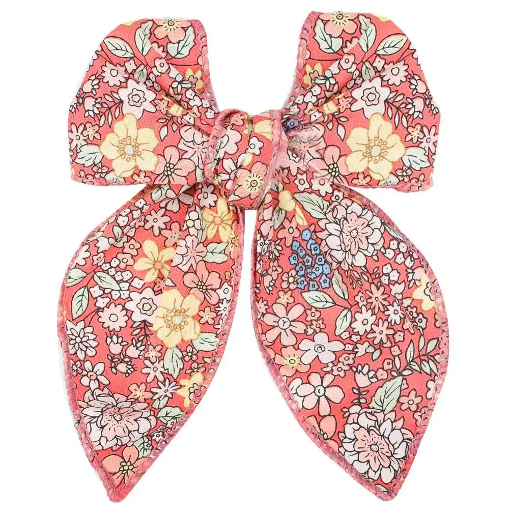 Elegant Floral Cotton Hair Bows Spring Hair Clips Fashion Print