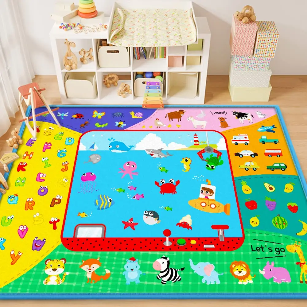 Best Selling Soft Plush Surface Kids Play Rug Mat Playmat with Non-Slip Backing Education Area Playtime Rug Baby Floor Play Mats supplier