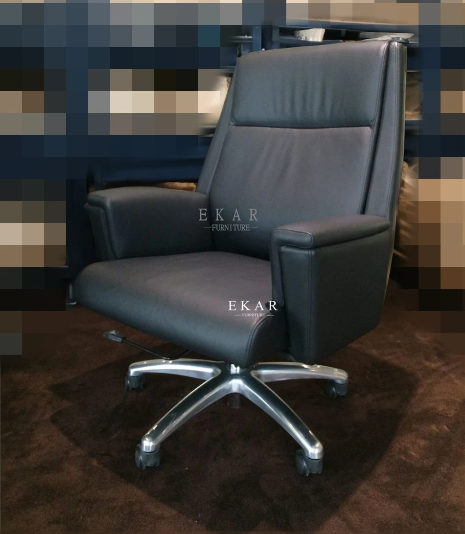 Premium Top-Grain Leather Office Chair with Padded Armrests  Ultimate Executive Comfort details