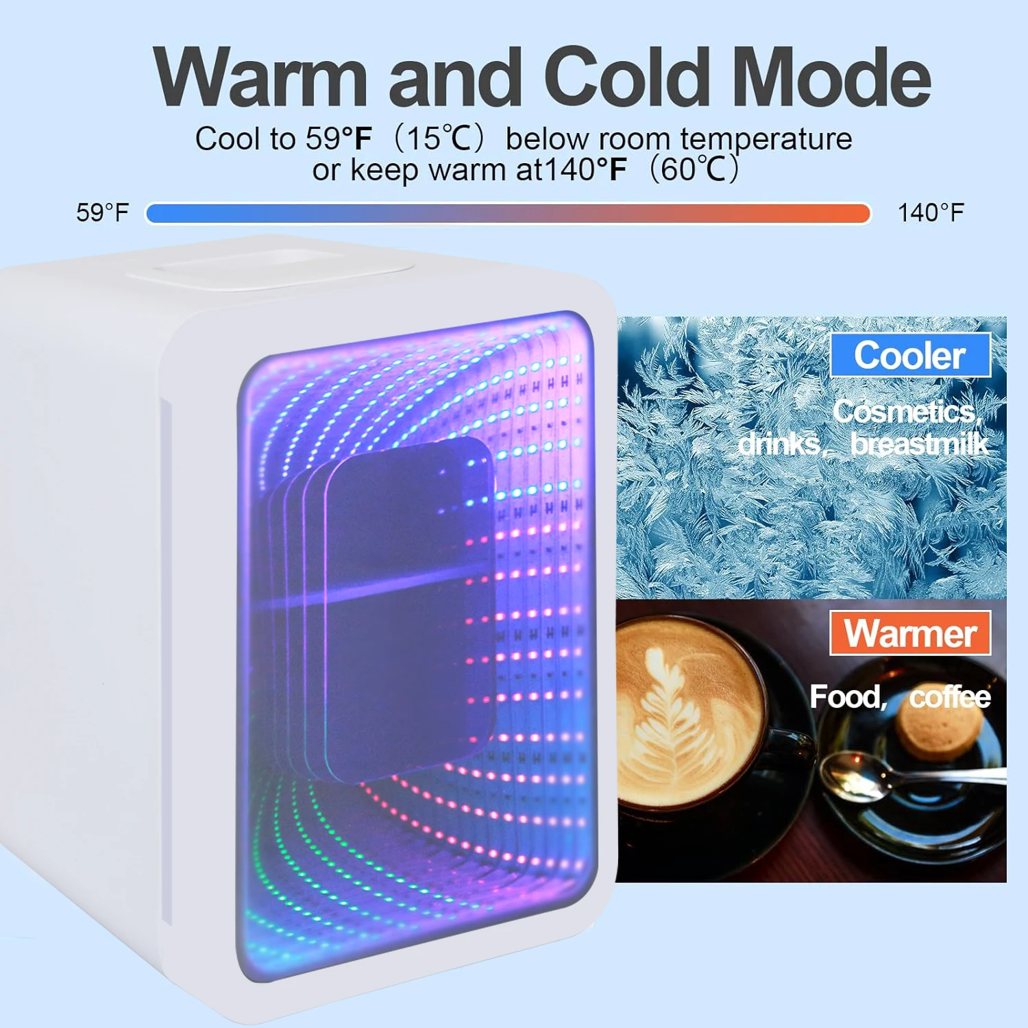 New 4 Liter Mini Fridge 12 Volt Dc Refrigerator Game Gaming Fridge Portable Small Fridge Led Light Mirror