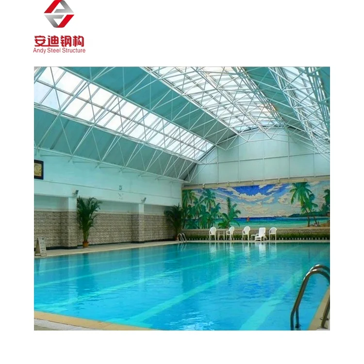 Prefab Swimming Pool Cover Space Frame Roof Steel Structure Building