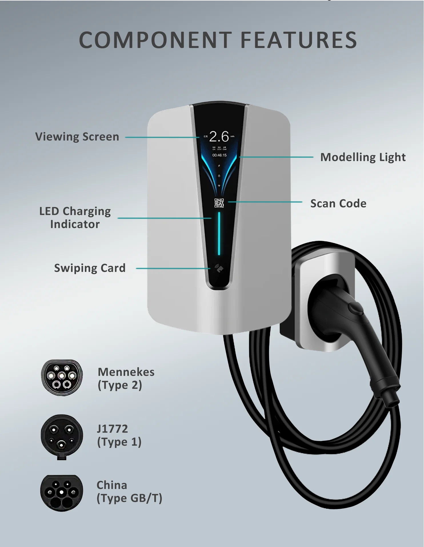 Evse Manufacturers Gbt Home Ac Electric Car Solar Smart Wallbox 7kw