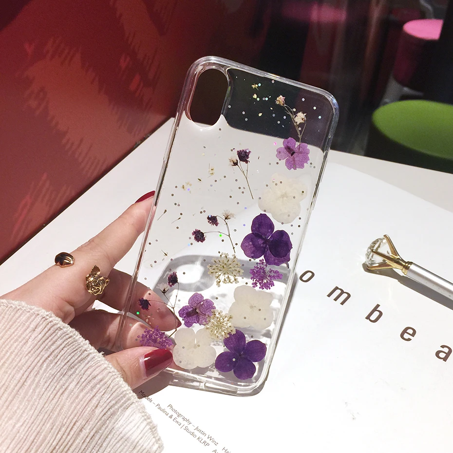 Iphone 11 Pro Case with Real Dried Flowers Luxury TPU