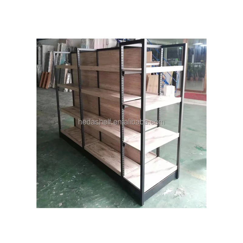 Heda Shelves-Retail Wood Slatwall Display Shelving Design