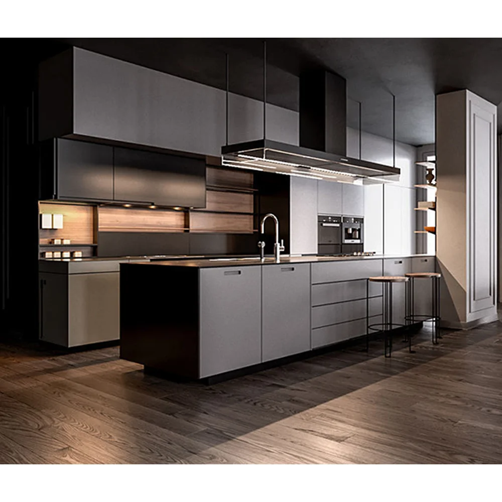 Top Manufacturer Complete Modern Designs PVC Lacquer Kitchen Furniture Modular Wooden Kitchen Cupboard Custom Kitchen Cabinet