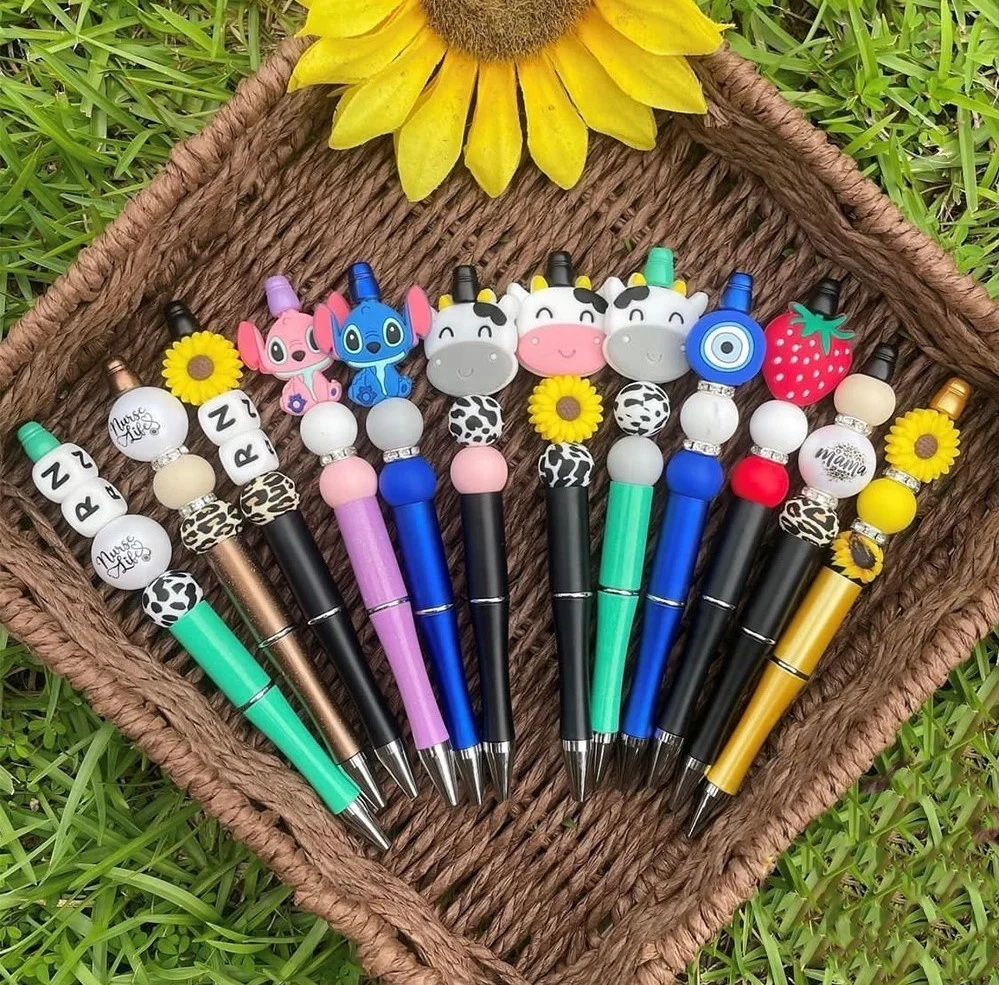 New Custom Printing Beads Making DIY Jewelry Bracelet Used on Pen Round 15mm Printed Silicone Bead Wristlets