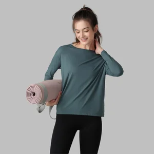 High Quality Quick Dry Round Neck T-shirt Manufacturer Sublimated Custom Long Sleeve T-shirts Woman Sport Ladies Active Tops