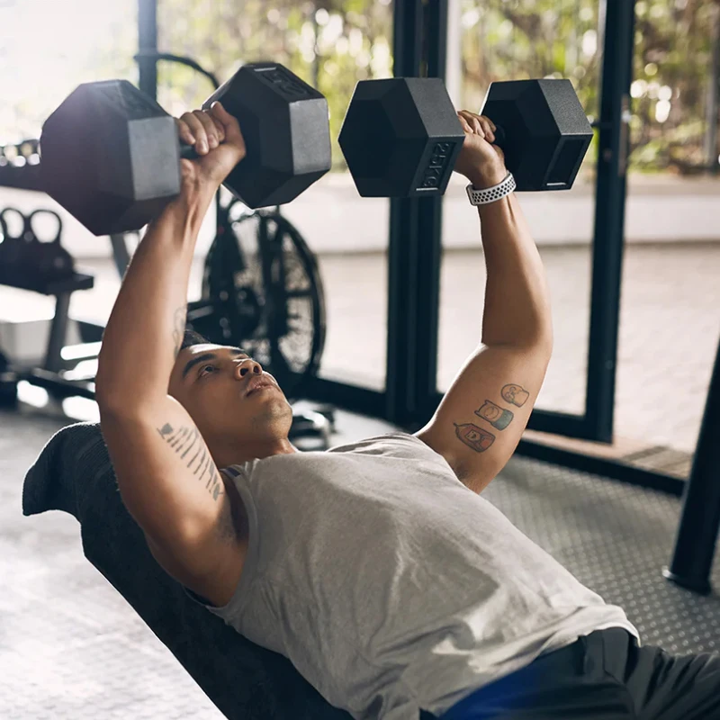 Factory Price Custom Logo Hex Dumbbells Rubber Encased Home Fitness Equipment Iron Steel Cast Body Function From 5 lb to 130 lb