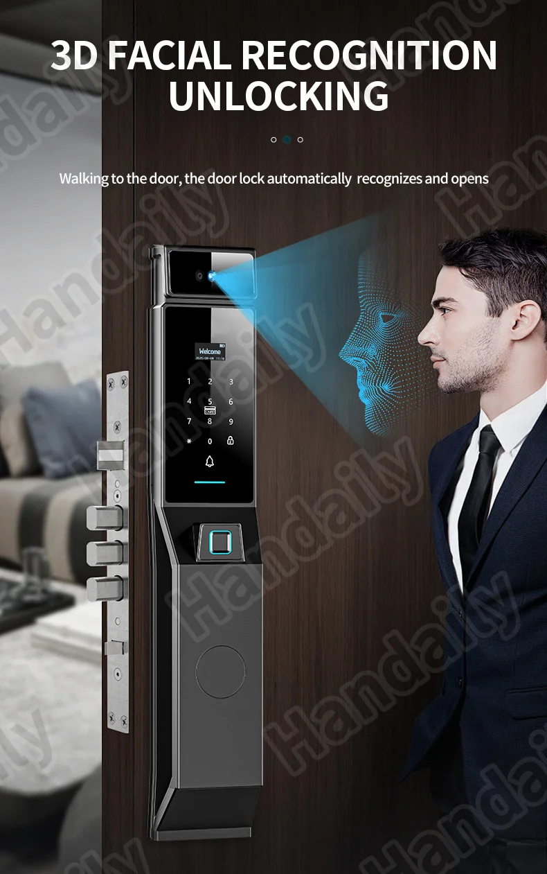 ip 66 waterproof cerradura inteligente tuya face recognition smart door lock palm security digital lock for israel 6068 mortise r90-2