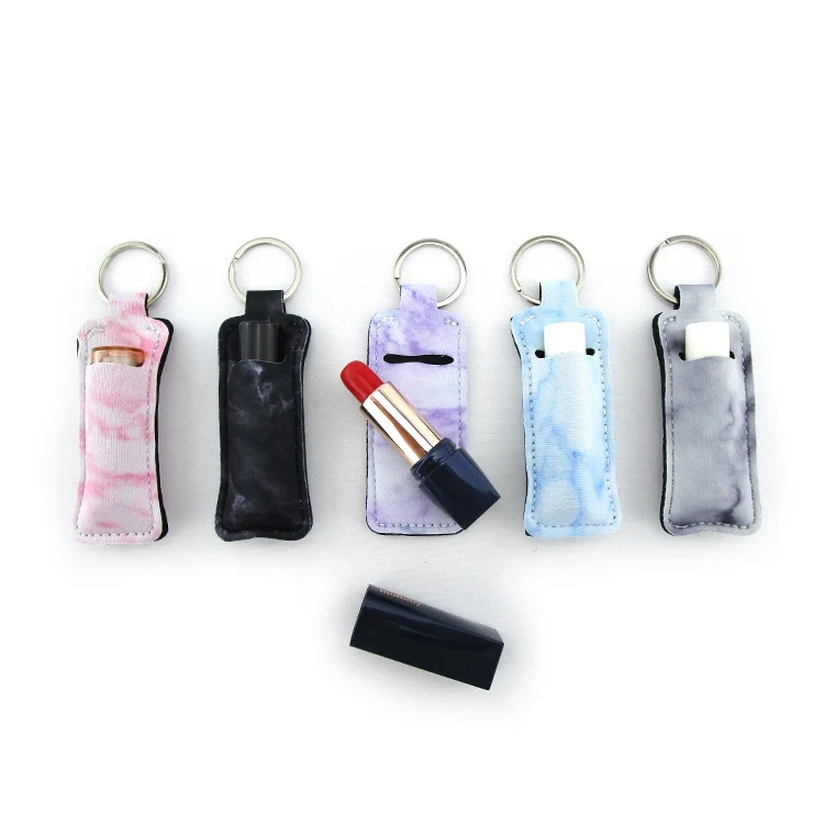 RTS Neoprene Chapstick Holder Keychain Bulk Simple Style Blank Lip