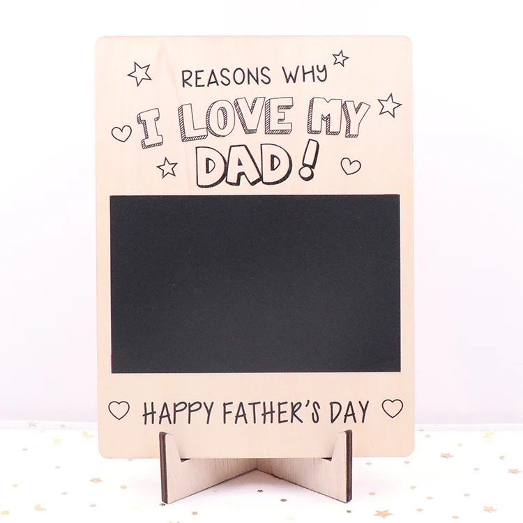 MD141CH1474 1set- Father's Day Gift Stand Base Blackboard Sticker Wood Material Bauble Model Laser Printing Techniques Graphics