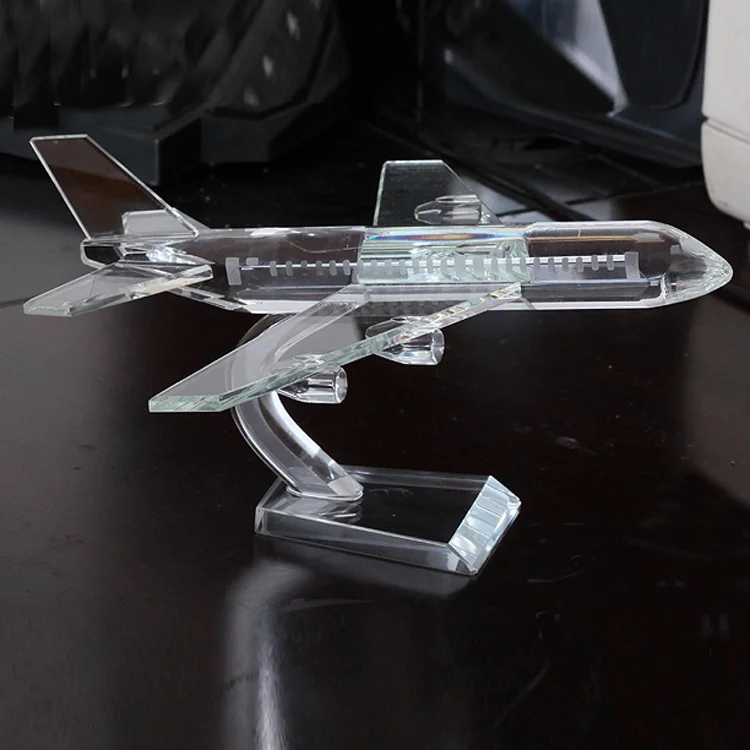 Factory Direct Selling Custom Crystal K9 Crystal Airplane Model Crystal Figurine for Souvenir