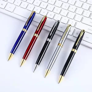 Factory Branded High Quality Luxury Custom Company Logo Promotional Gift Give Away Black Metal Ball Point Pen Executive Logo Pen
