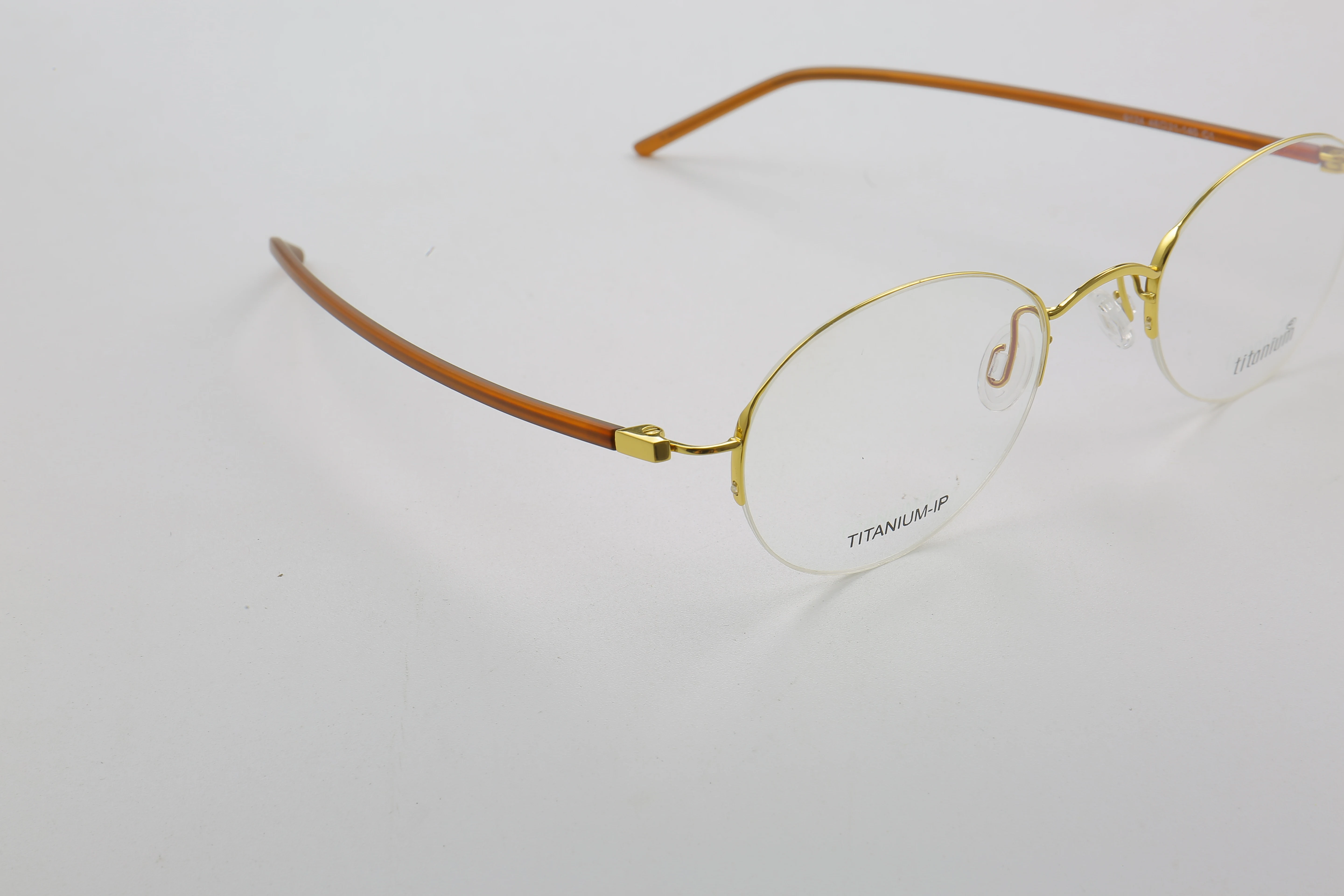 9124 Fashion Oval Semi-Rimless Titanium Glasses Frame Men Women