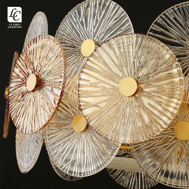 P0039 Luxury Textured Glass Chandelier – Modern Ice Glass Suspension Lamp for Villa Living Room