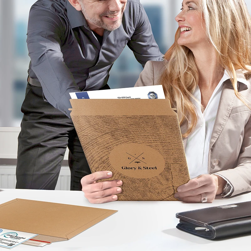 Recycle Mailer Customized Printed Recycled Expandable Kraft Paper Rigid Flat Cardboard Book Mailers Envelope for Packing