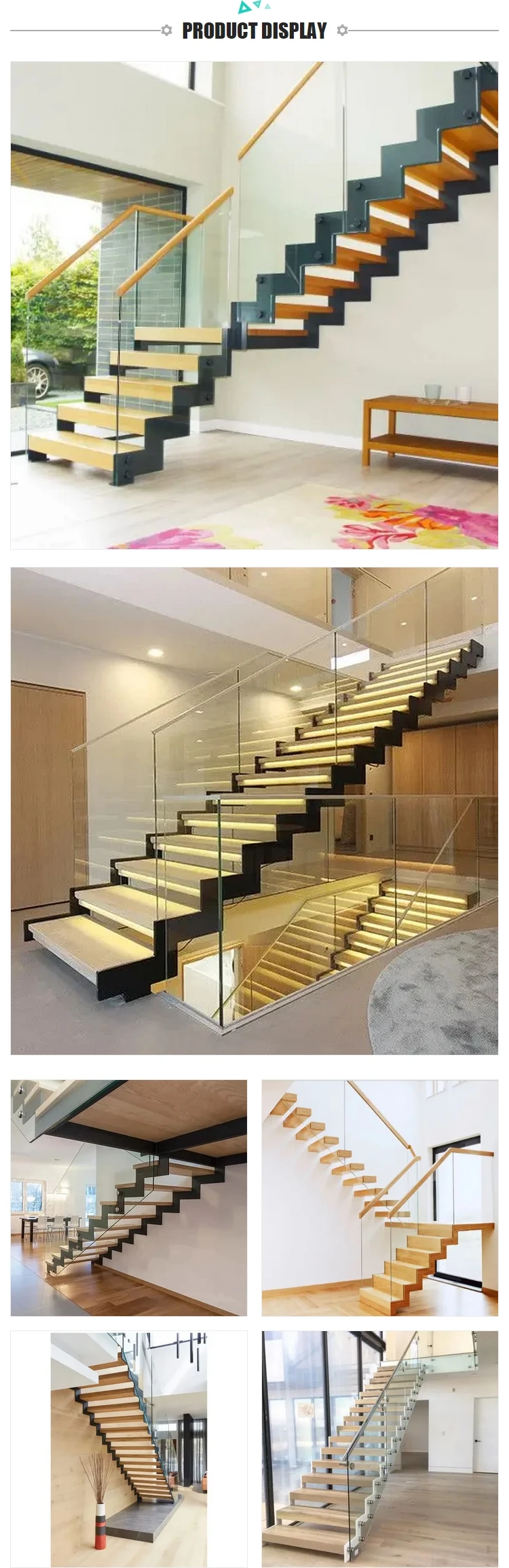 Customized Steel Staircase Zigzag Stringer Stair Design Wood Staircase ...