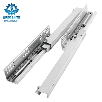 Adjustable height three-section cabinet rails with damping&buffered Full pull hidden bottom mounting track for drawers&cabinets