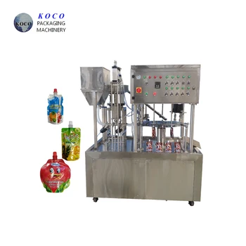 KOCO Automatic 2 Nozzle Stand up Pouch Filling Machine for Yogurt Mayonnaise Fruit Juice Spout Pouch Filling Capping Machine